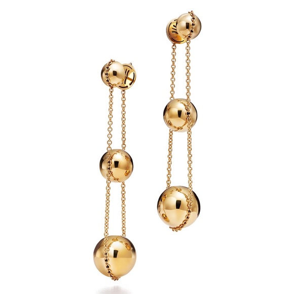 Tiffany & Co 18k gold Hardwear Triple Drop ball dangle earrings - Picture 1 of 13